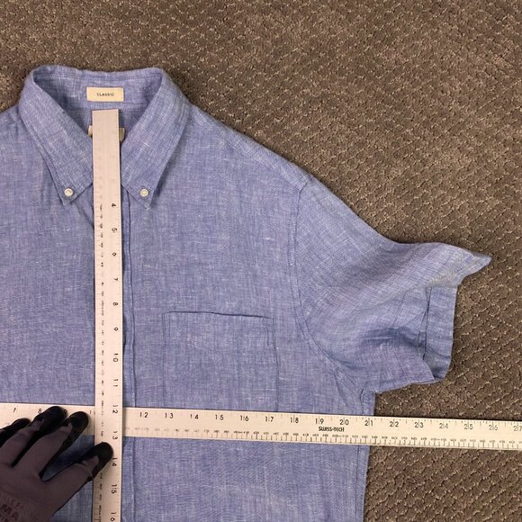 J. CREW Baird McNutt 100% Irish Linen Shirt Men's Small Blue Button Down - Picture 8 of 10